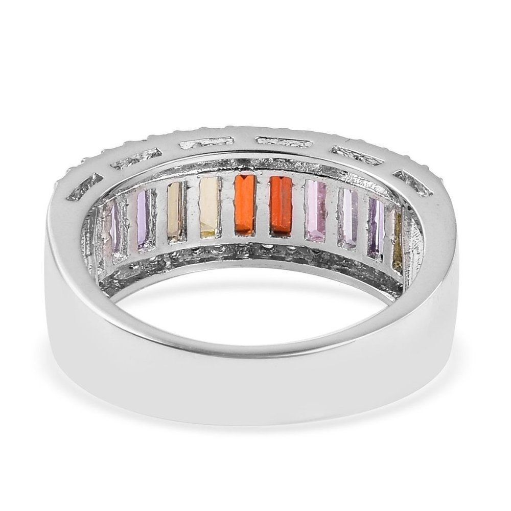 Ring Simulated Multi Color Diamond Silvertone - Picture 3 of 4